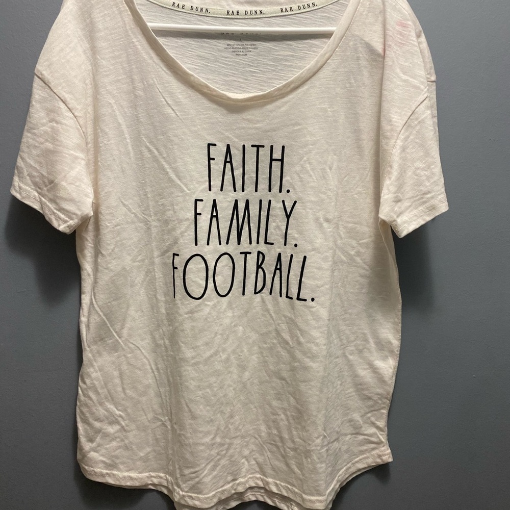 Rae Dunn Faith, Family, Football T-shirt NWOT
